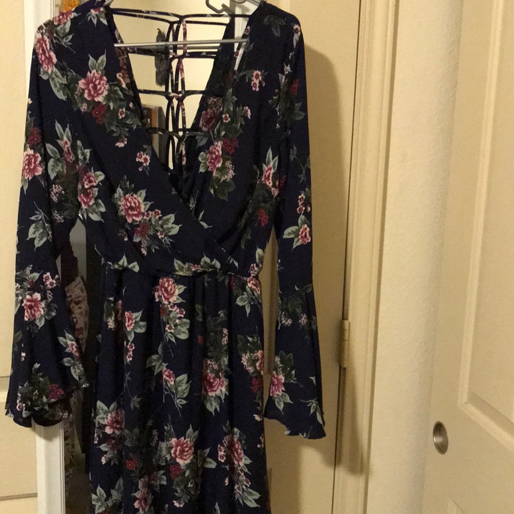 Fit&Flare Floral Navy Dress